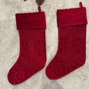 Pottery Barn Red Velvet Stockings Set (2)